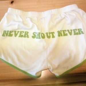Yellow and green Never Shout Never booty shorts